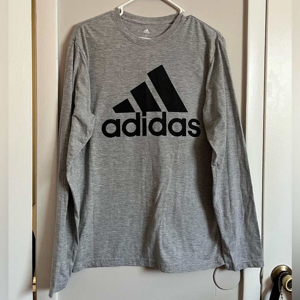 Adidas Men's Heather Gray Long Sleeve Tee